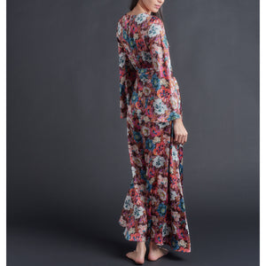 Iris Wrap Robe in Liberty Print Silk Charmeuse - Poppy