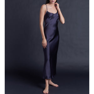 Juno Slip Dress in Aubergine Silk Charmeuse