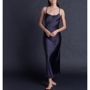 Juno Slip Dress in Aubergine Silk Charmeuse