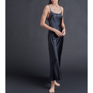 Juno Slip Dress in Black Silk Charmeuse