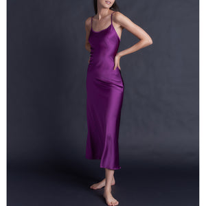 Juno Slip Dress in Pink Tourmaline Stretch Silk Charmeuse