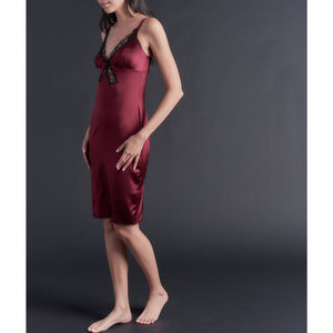 Laetitia Slip in Claret Stretch Silk Charmeuse