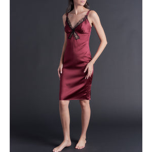 Laetitia Slip in Claret Stretch Silk Charmeuse