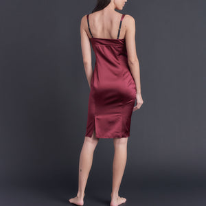 Laetitia Slip in Claret Stretch Silk Charmeuse