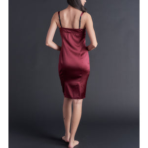 Laetitia Slip in Claret Stretch Silk Charmeuse