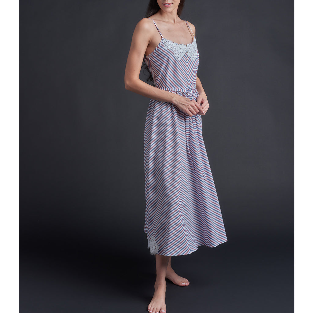 Lilia Slip Dress in Blue Red White Stripe Italian Cotton – LFrank