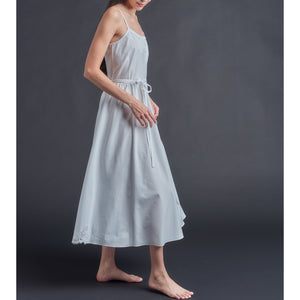 Lilia Slip Dress in Pin Dot White Italian Cotton