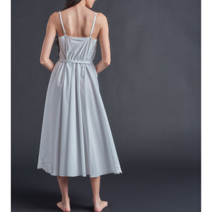 Lilia Slip Dress in Pin Dot White Italian Cotton
