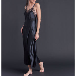 Marlayne Silk Charmeuse Slip in Black