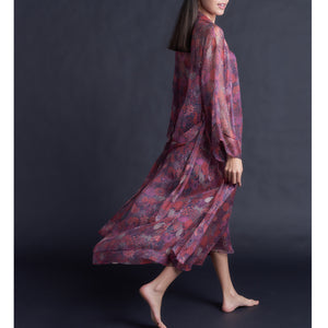 Asteria Kimono Robe in Liberty of London Midnight Liberty Silk Crinkle Chiffon