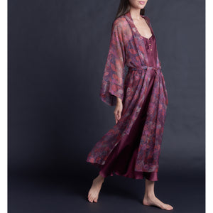 Asteria Kimono Robe in Liberty of London Midnight Liberty Silk Crinkle Chiffon