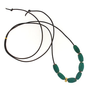 An African Turquoise Striped Bead Necklace