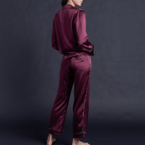 Serena Pajama Pant in Garnet Silk Charmeuse
