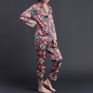 Annabel Pajama Top in Poppy Liberty Print Silk Charmeuse