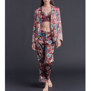 Annabel Pajama Top in Poppy Liberty Print Silk Charmeuse