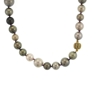 A Tahitian Pearl and Diamond Bead Necklace