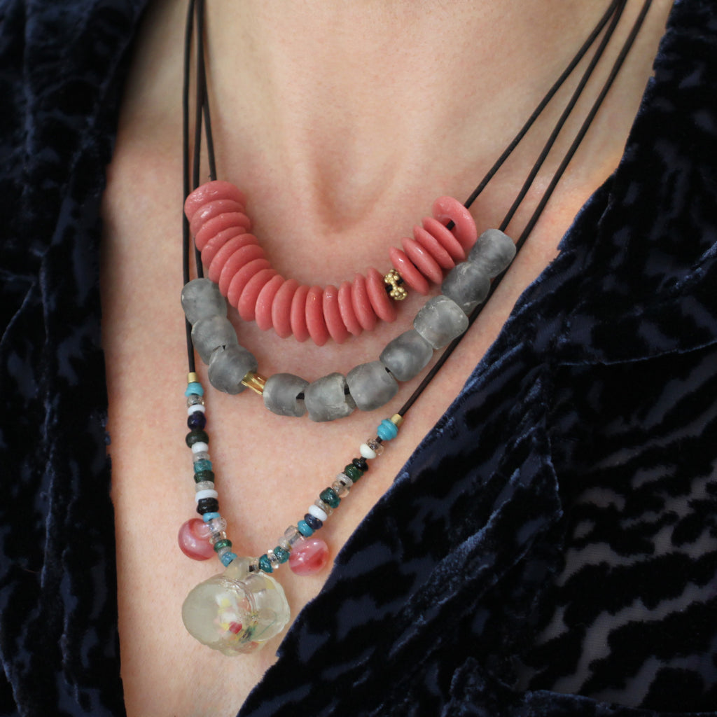 Recycled glass bead necklace store