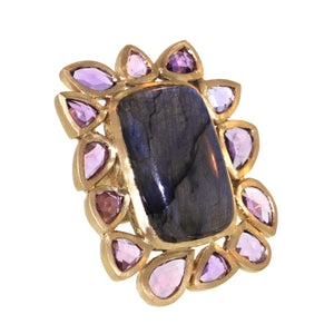 The Labradorite and Sapphire Frame Ring