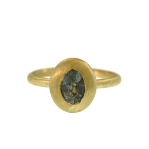 A Greenish Grey Sapphire Lozenge Ring