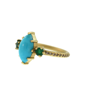 A Marquise Turquoise + Emerald Ring