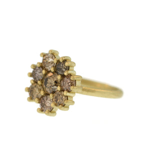 A Cognac Diamond Flower Cluster Ring