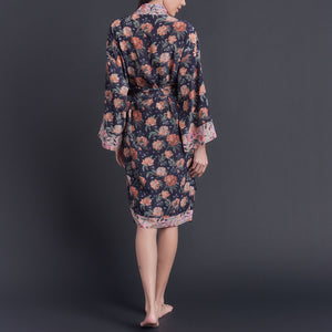 Selene Knee Length Robe in Decadent Dreams Liberty Print Silk Crepe De Chine