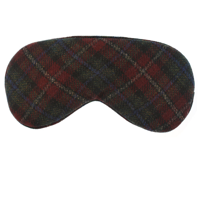 Hypnos Sleep Mask in Garnet + Forest Green Plaid Cashmere