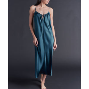 Thea Paneled Slip Dress in Peacock Silk Charmeuse