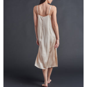 Thea Paneled Slip Dress in Rose Gold Silk Charmeuse