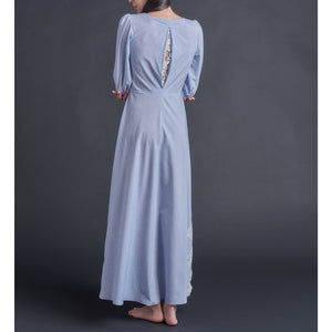 Vesta Wrap Dress in Blue Cotton Stripe