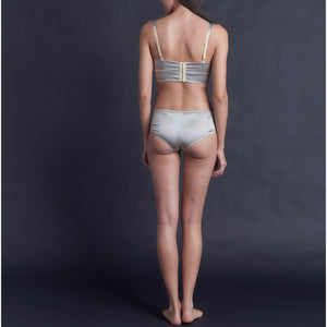 Hera Brief in White Gold Stretch Silk Charmeuse