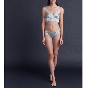 Hera Brief in White Gold Stretch Silk Charmeuse