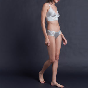 Gaia Bralette in White Gold Stretch Silk Charmeuse