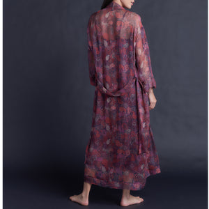 Asteria Kimono Robe in Liberty of London Midnight Liberty Silk Crinkle Chiffon