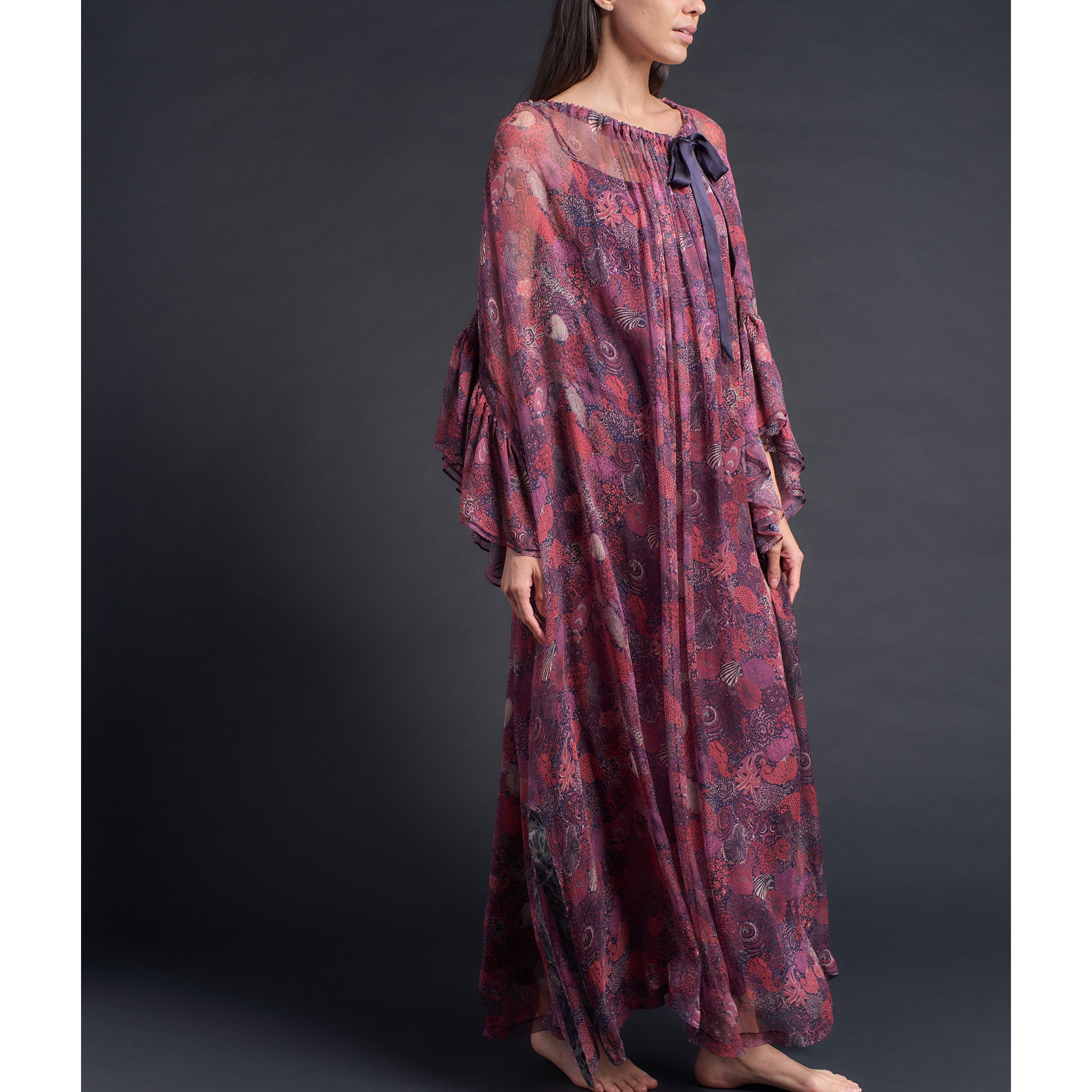 Alba Caftan in Liberty Crinkle Chiffon - Midnight