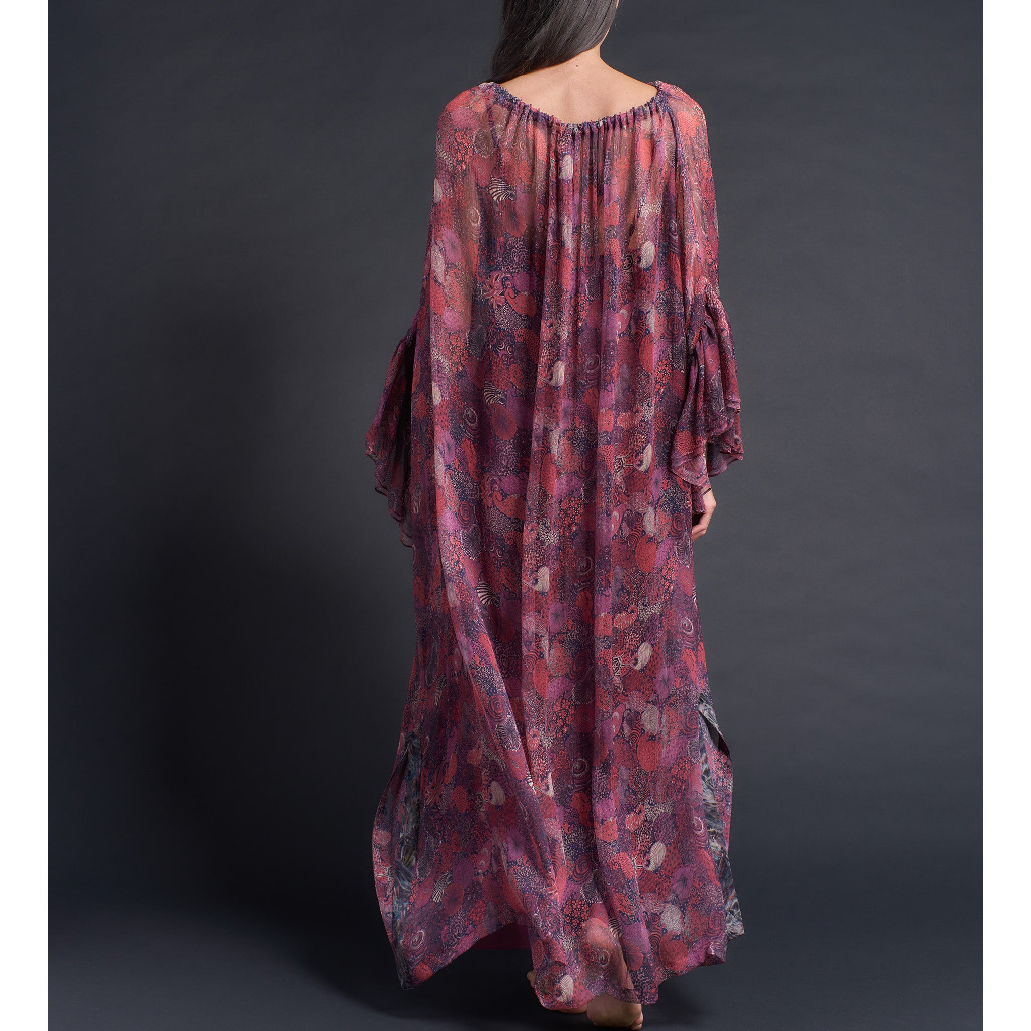 Alba Caftan in Liberty Crinkle Chiffon - Midnight