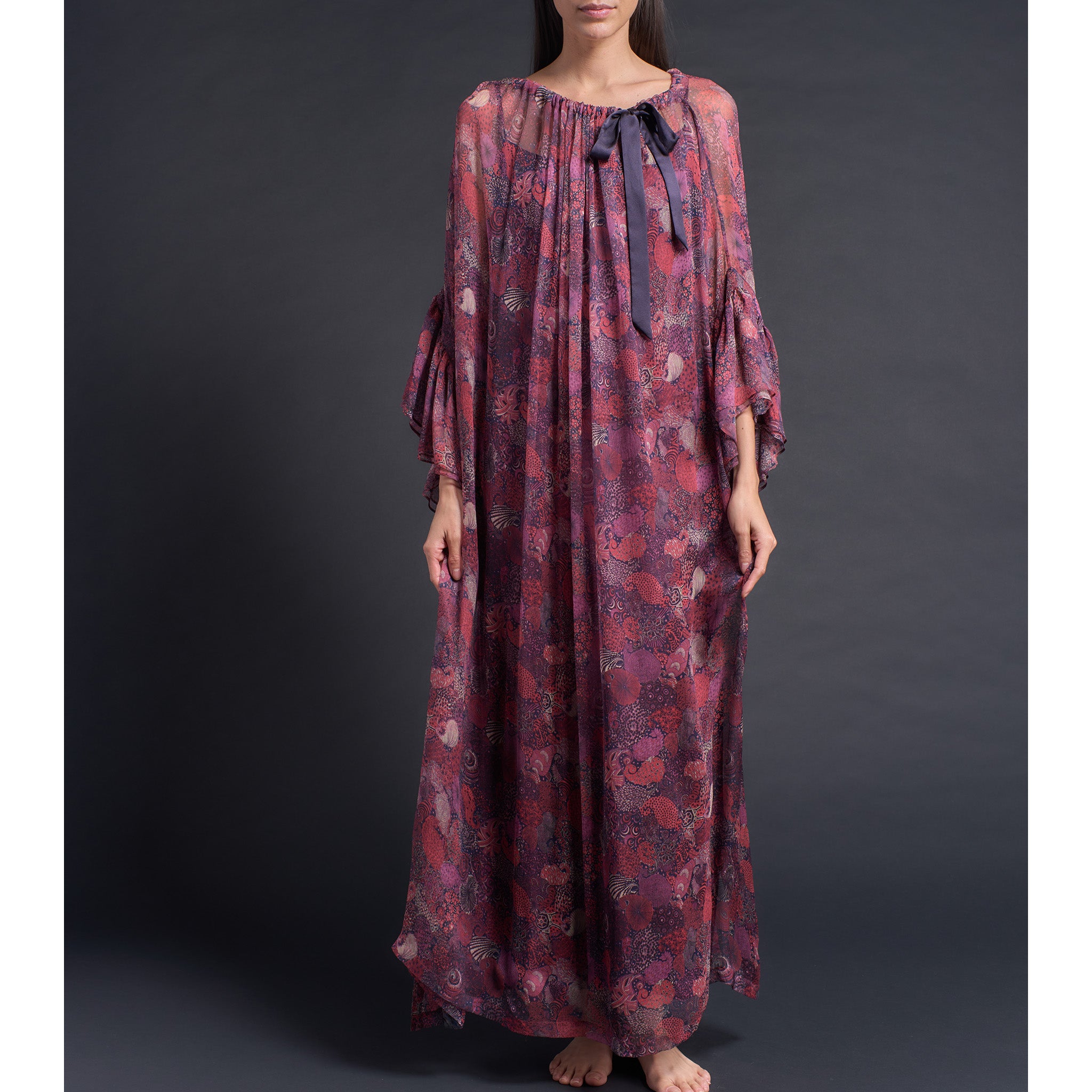 Alba Caftan in Liberty Crinkle Chiffon - Midnight