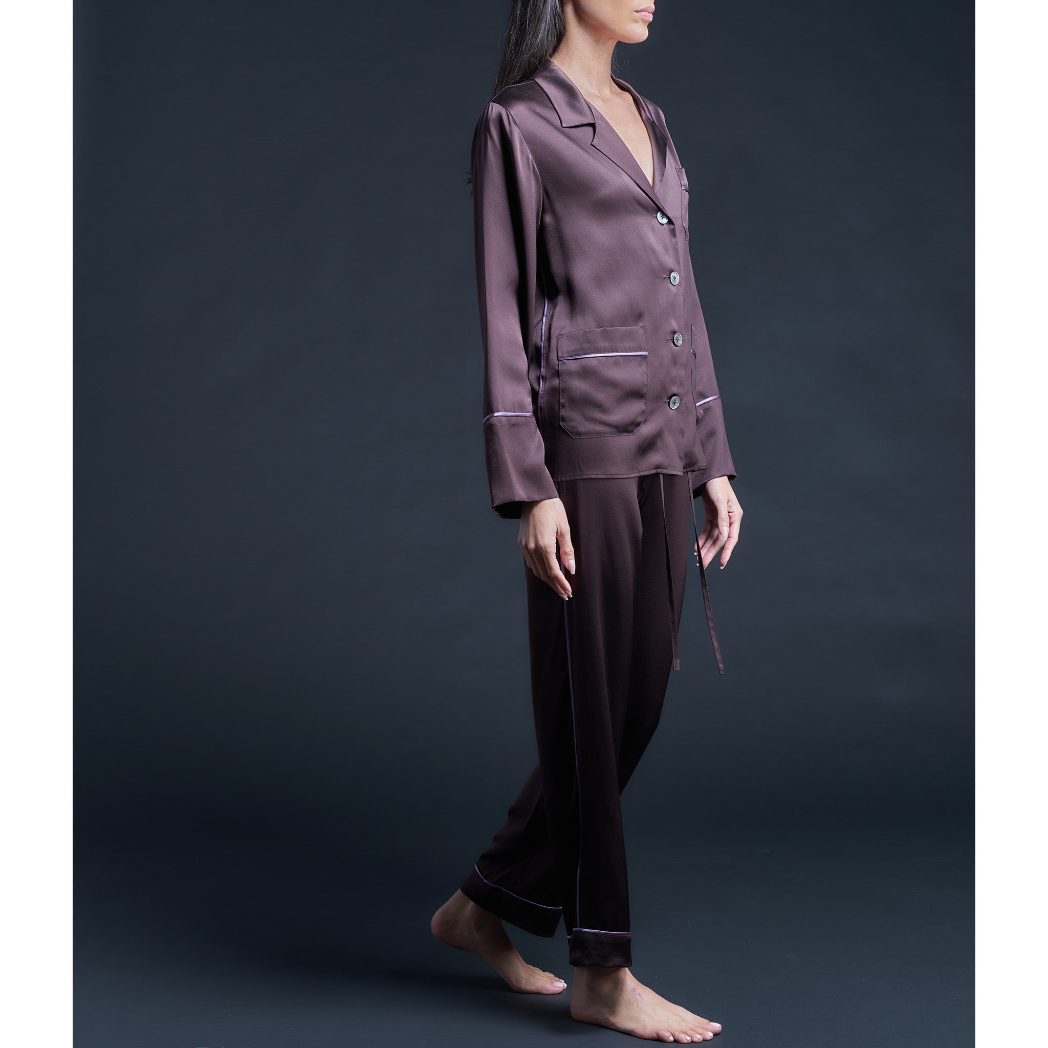 Serena Pajama Pant in Espresso Silk Charmeuse