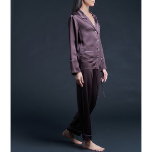 Serena Pajama Pant in Espresso Silk Charmeuse