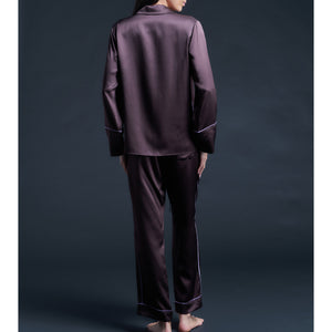 Annabel Pajama Top in Espresso Silk Charmeuse