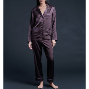 Annabel Pajama Top in Espresso Silk Charmeuse