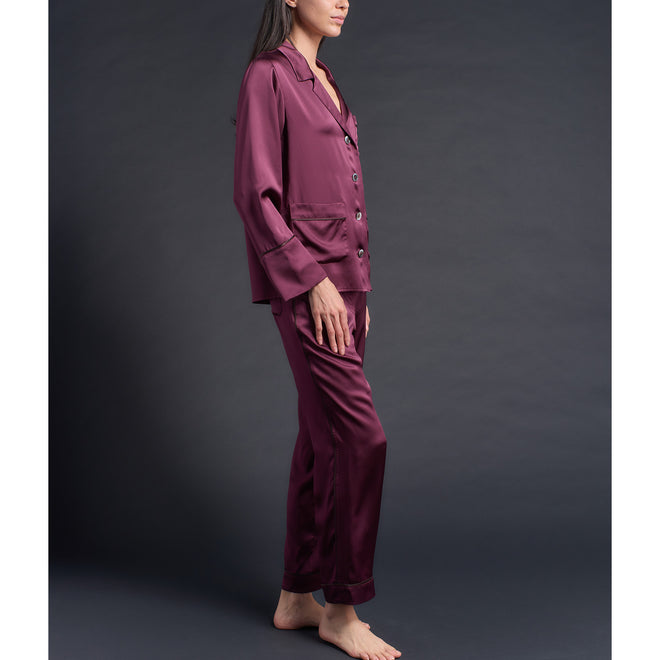 Annabel Pajama Top in Garnet Silk Charmeuse