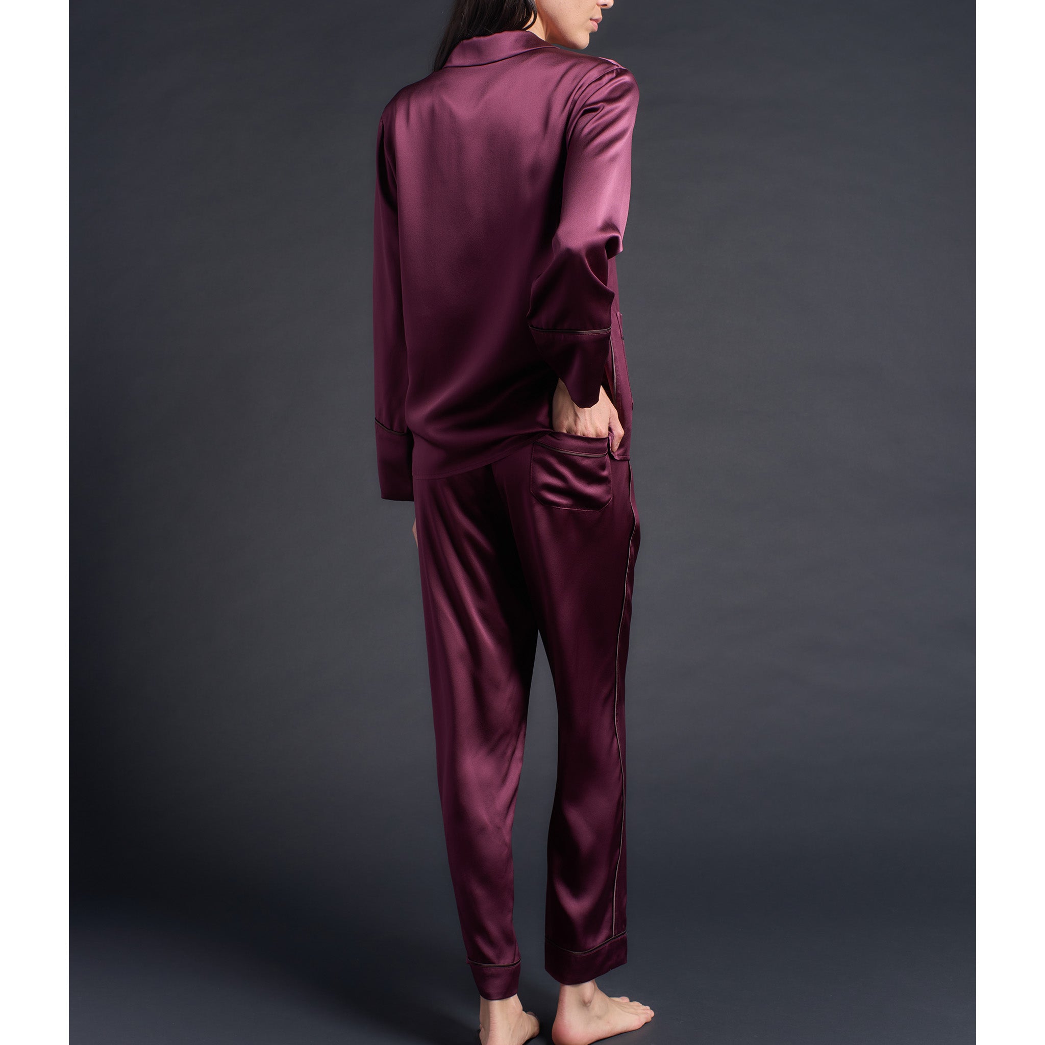 Annabel Pajama Top in Garnet Silk Charmeuse
