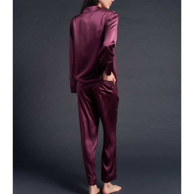 Serena Pajama Pant in Garnet Silk Charmeuse