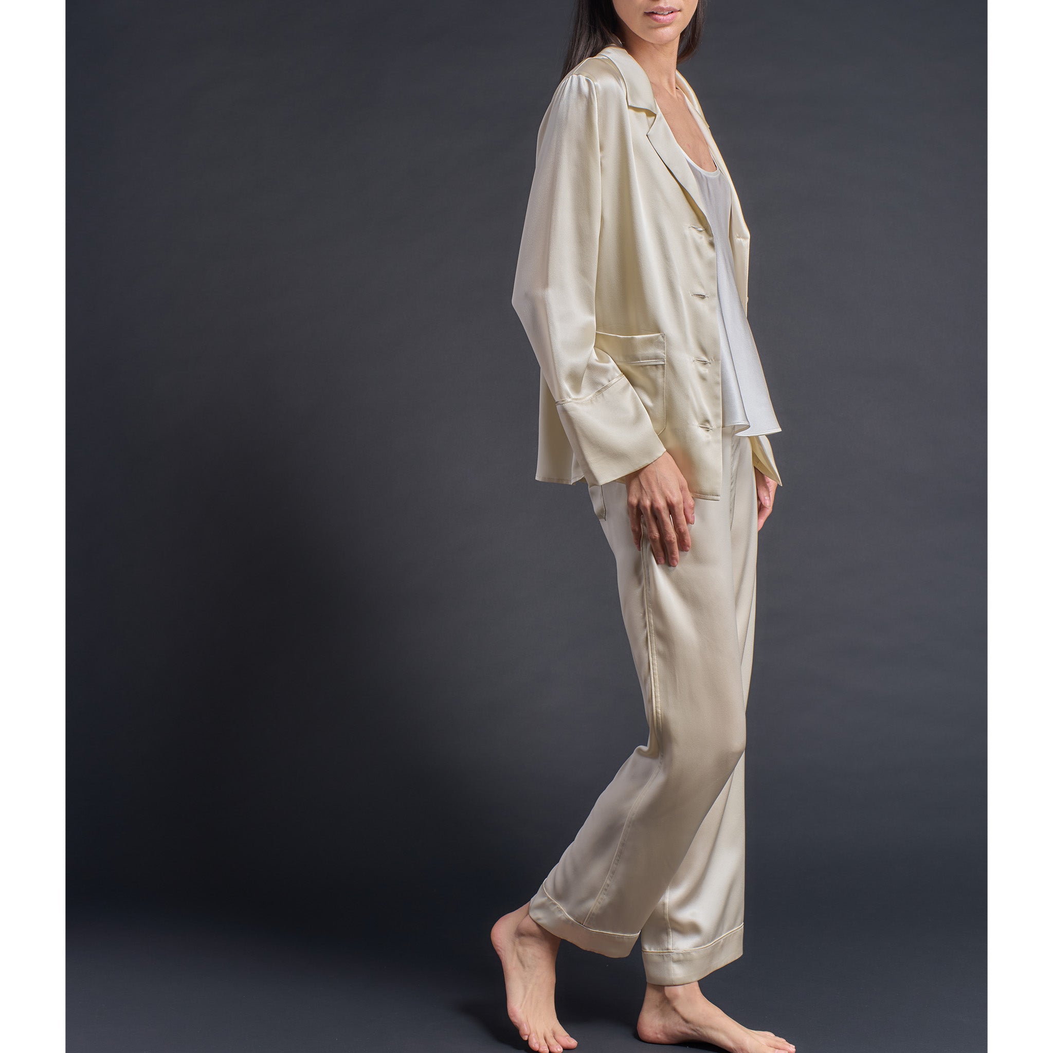 Annabel Pajama Top in Topaz Silk Charmeuse