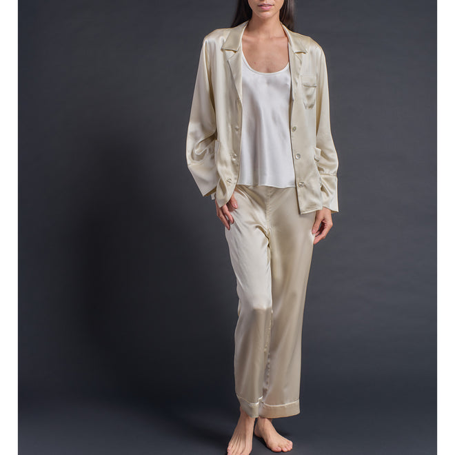 Annabel Pajama Top in Topaz Silk Charmeuse