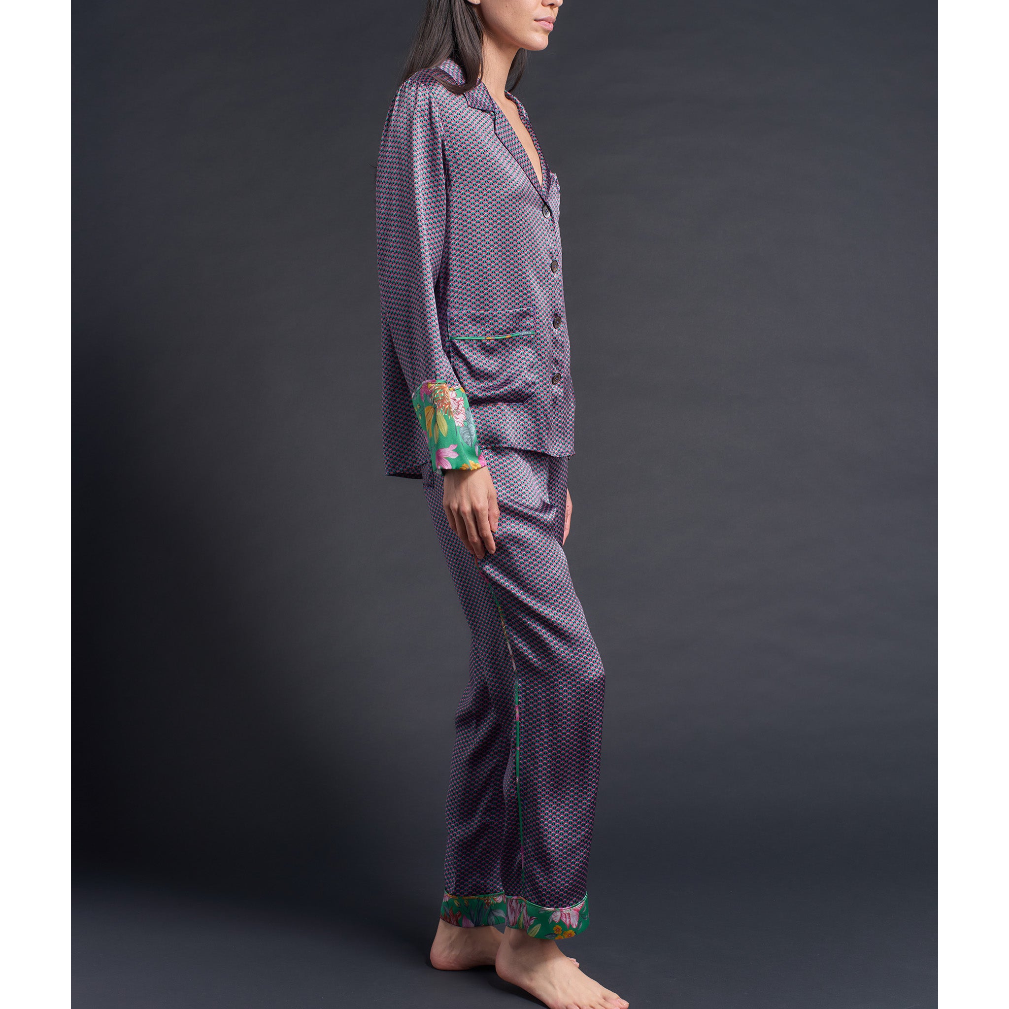 Serena Pajama Pant in Pink Woodstock Liberty Print Silk Charmeuse