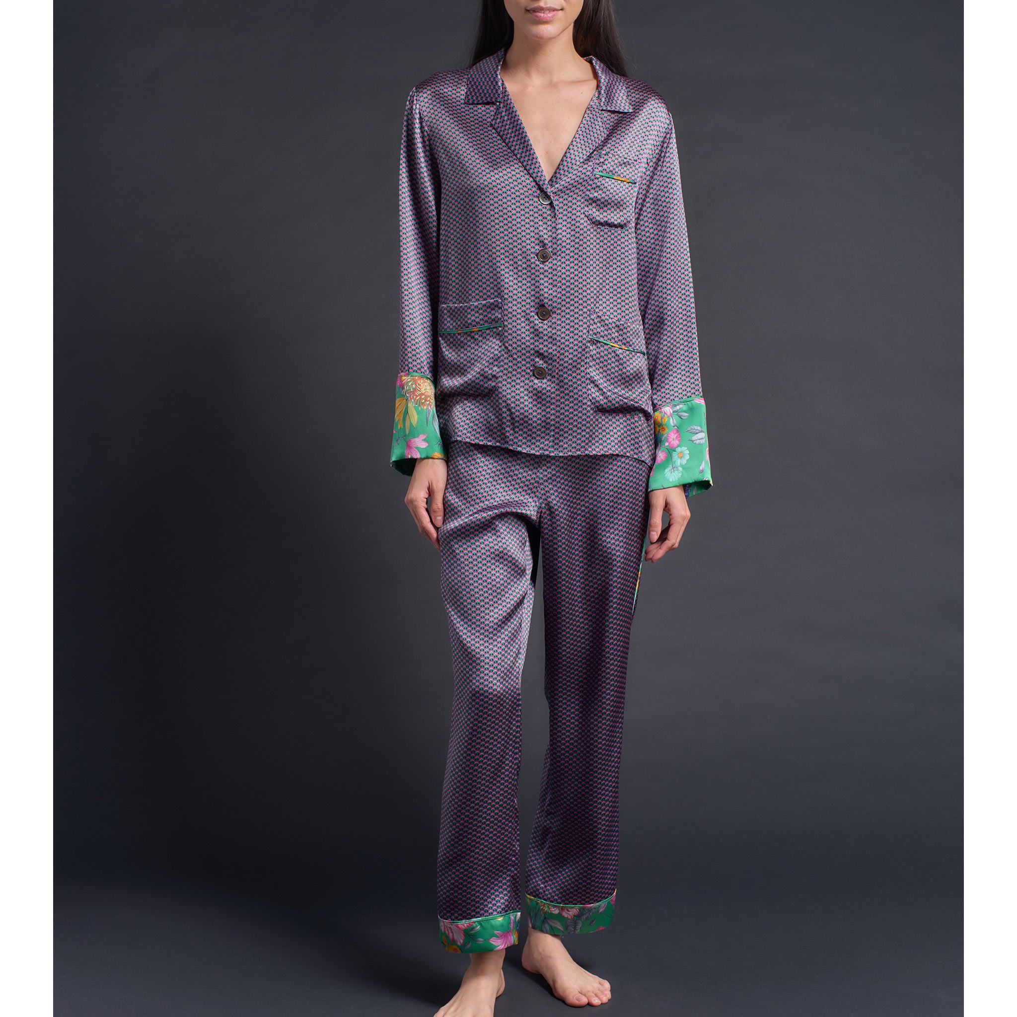 Serena Pajama Pant in Pink Woodstock Liberty Print Silk Charmeuse