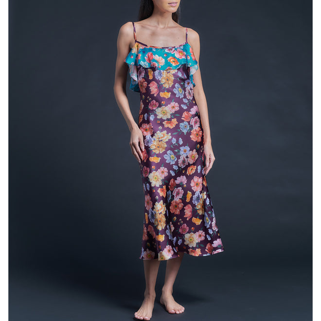 Anniversary Slip Dress in Silk Satin Liberty Print - Jessica's Picnic