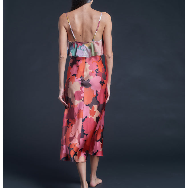 Anniversary Slip Dress in Silk Satin Liberty Print - Marina's Tea Garden